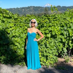 David's Bridal Deep Teal Maxi Dress